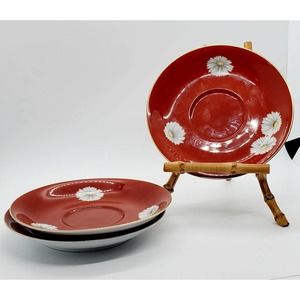 3 Replacement Vintage Noritake Nippon Toki Kaisha Japan Dasies Red White Flowers